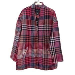 Rachel Zoe Pink Plaid Open-Front Coat